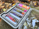 Lively Legz Barbed/ Tungsten Slim Steelhead & Big Stockies 2x Strong Fly Box (49 Barbed Flies)