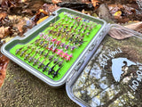 Lively Legz Barbless/ Tungsten Slim Nymph Box (74 Barbless Flies)