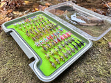 Lively Legz Barbless/ Tungsten Slim Nymph Box (74 Barbless Flies)