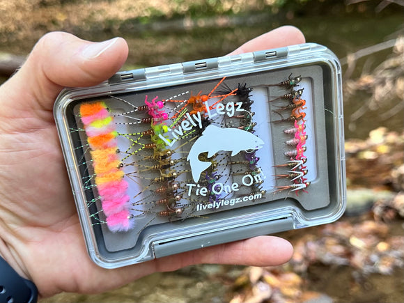 Lively Legz Barbed/ Tungsten Slim Steelhead & Big Stockies 2x Strong Fly Box (49 Barbed Flies)