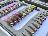 Lively Legz Barbless/Tungsten Slim Euro Nymph Box (50 Barbless Euro Jig Flies)