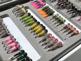 Lively Legz Barbless/ Tungsten Euro Nymph Box (Small Slim Box Preloaded with 80 Euro Nymph Fast Water Series Jig Flies)